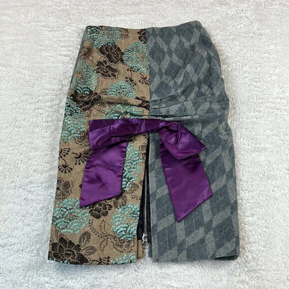 Y2K Custo Barcelona NWT 2006 slash NY zip and glitter pencil skirt, 34 or 0 - Picture 4 of 10